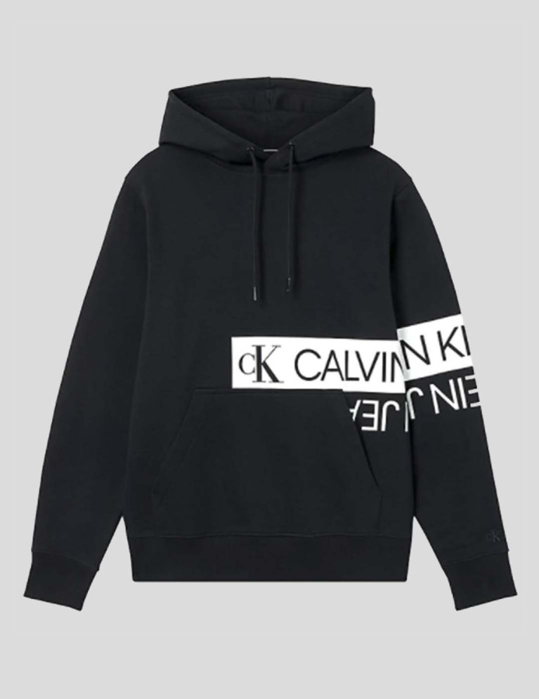 Sudadeira CALVIN KLEIN mirrored logo hoodie black